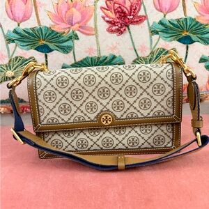 Tory Burch Cream & Brown Shoulder & Crossbody Bag